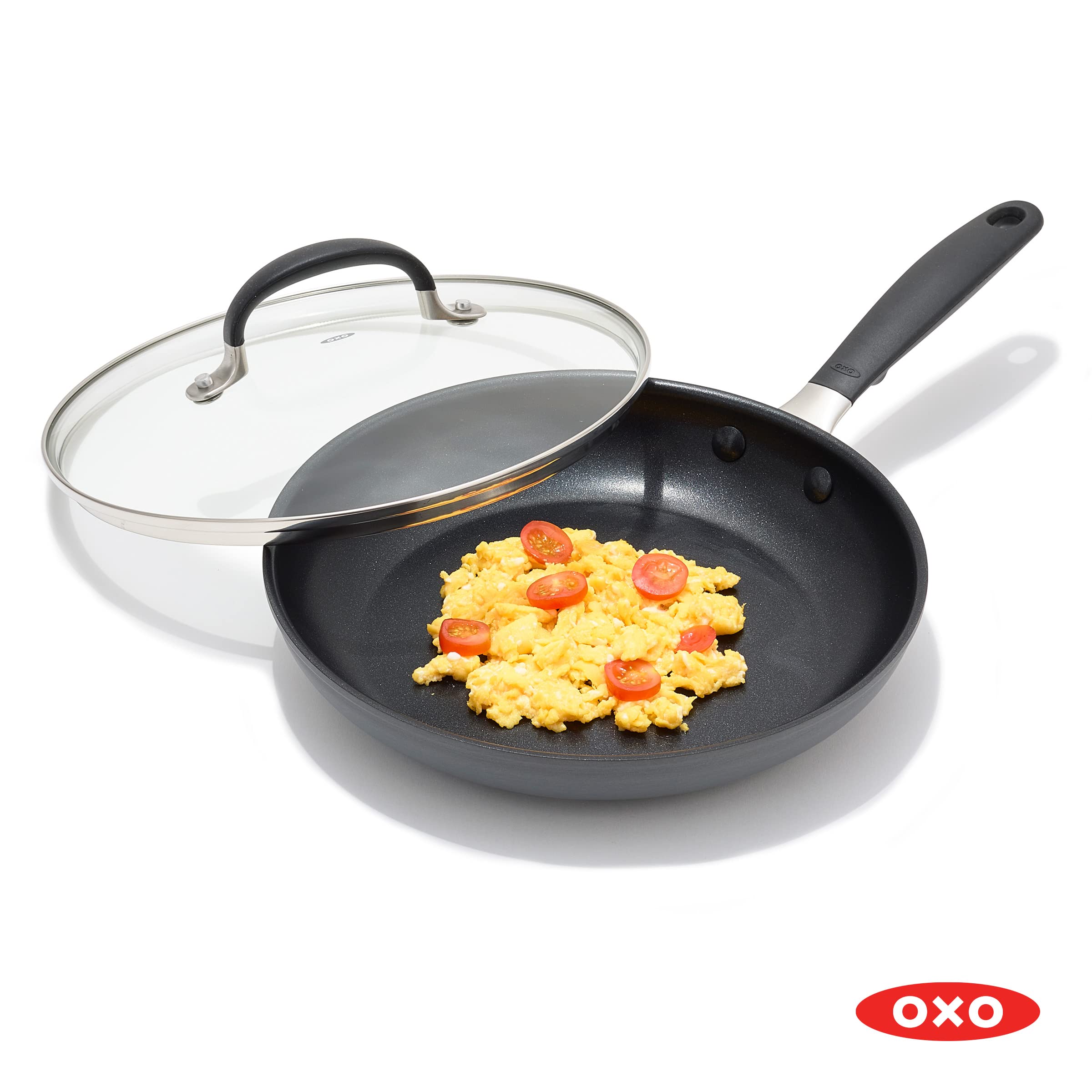 Oxo Good Grips 9.5'' Frying Pan Skillet With Lid, 3-Layered German Engineered Nonstick Coating, Stainless Steel Handle With Nons